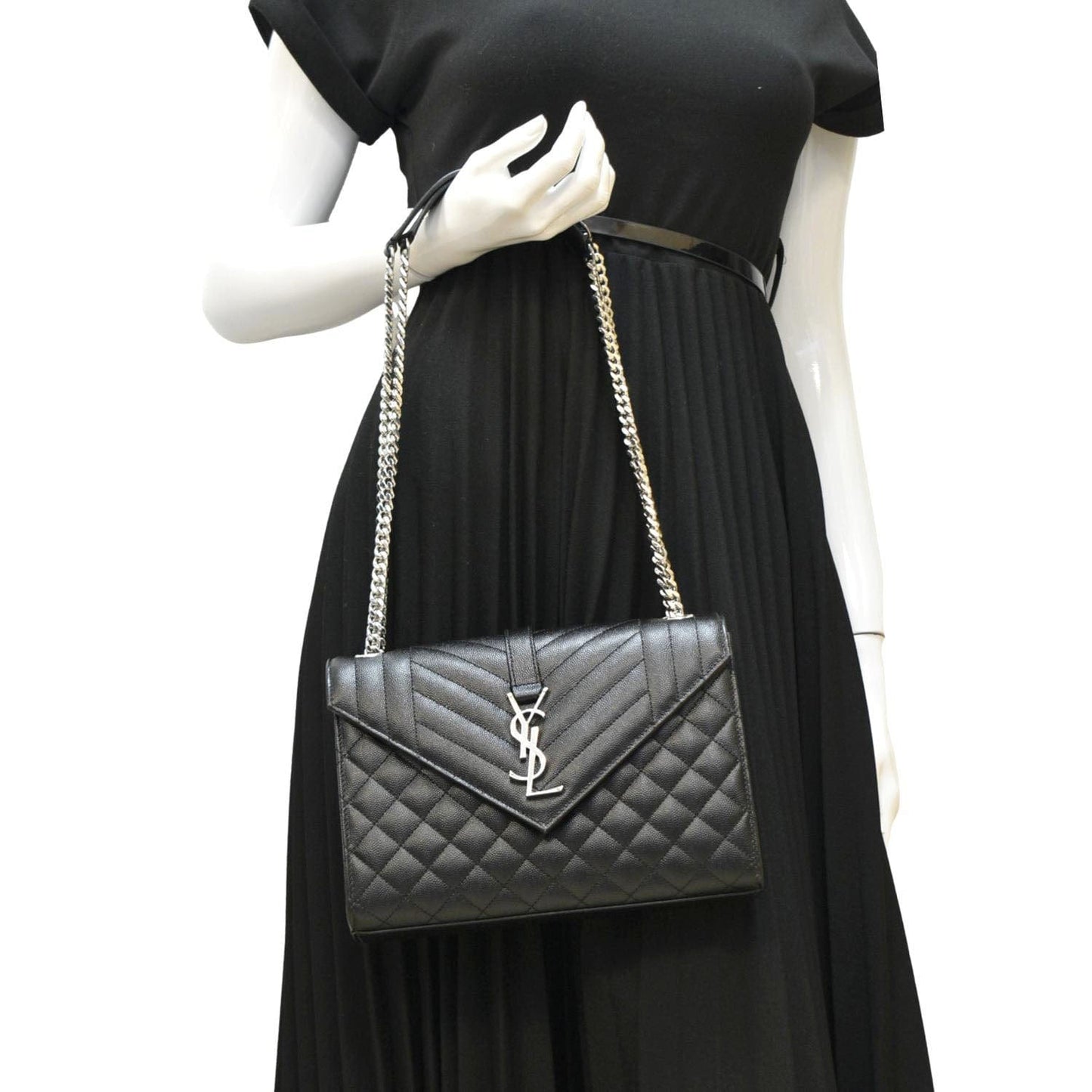 Saint Laurent Envelope Leather Black Shoulder Bag Style 21