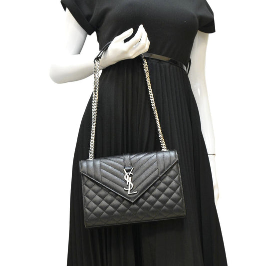 Saint Laurent Envelope Leather Black Shoulder Bag Style 21