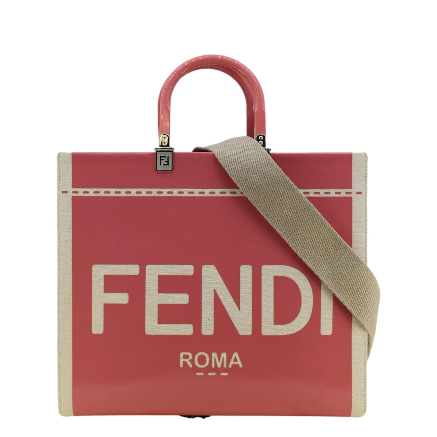 Fendi Sunshine Leather Red Tote Bag Style 26