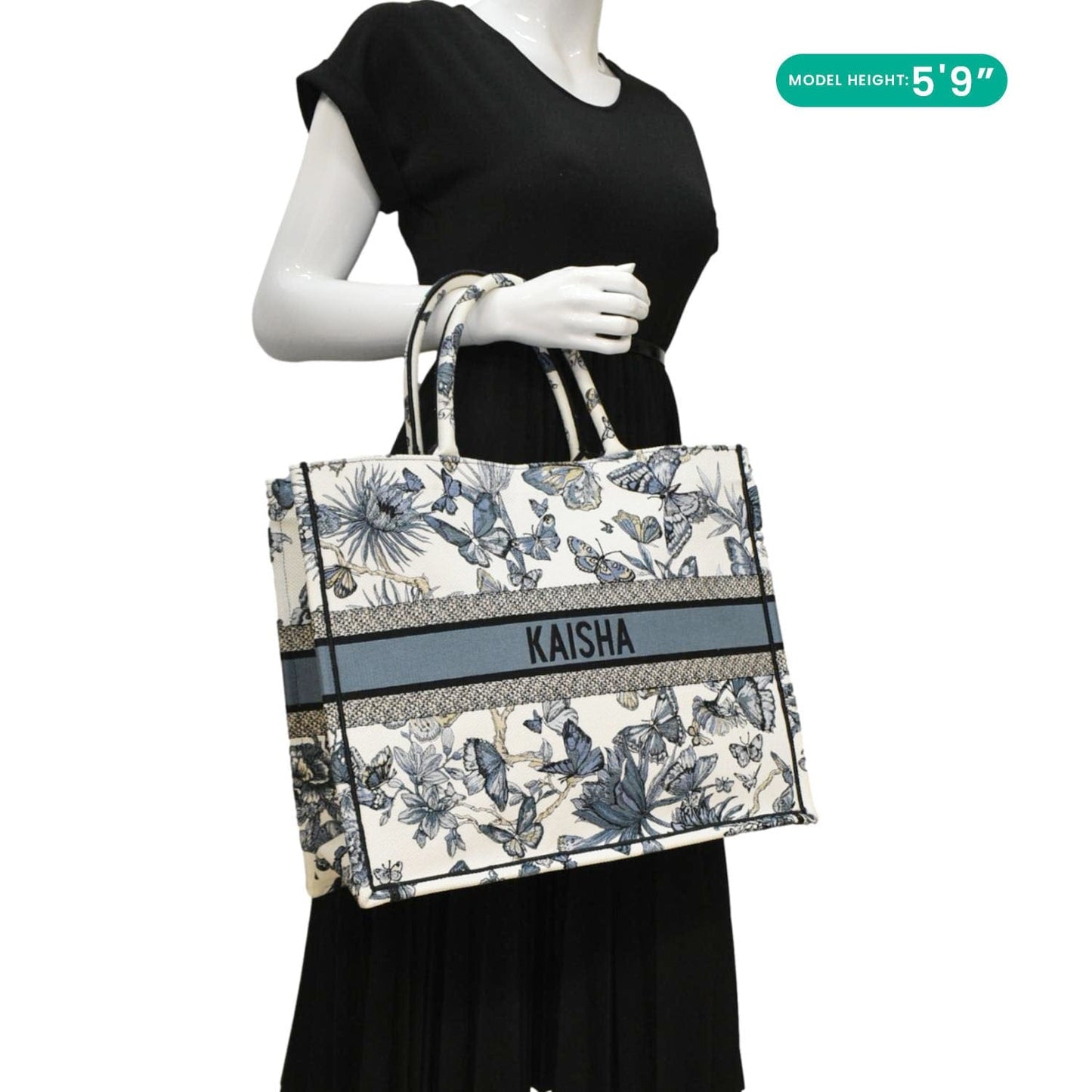 Christian Dior Book Butterfly Embroidered Canvas Tote Bag White