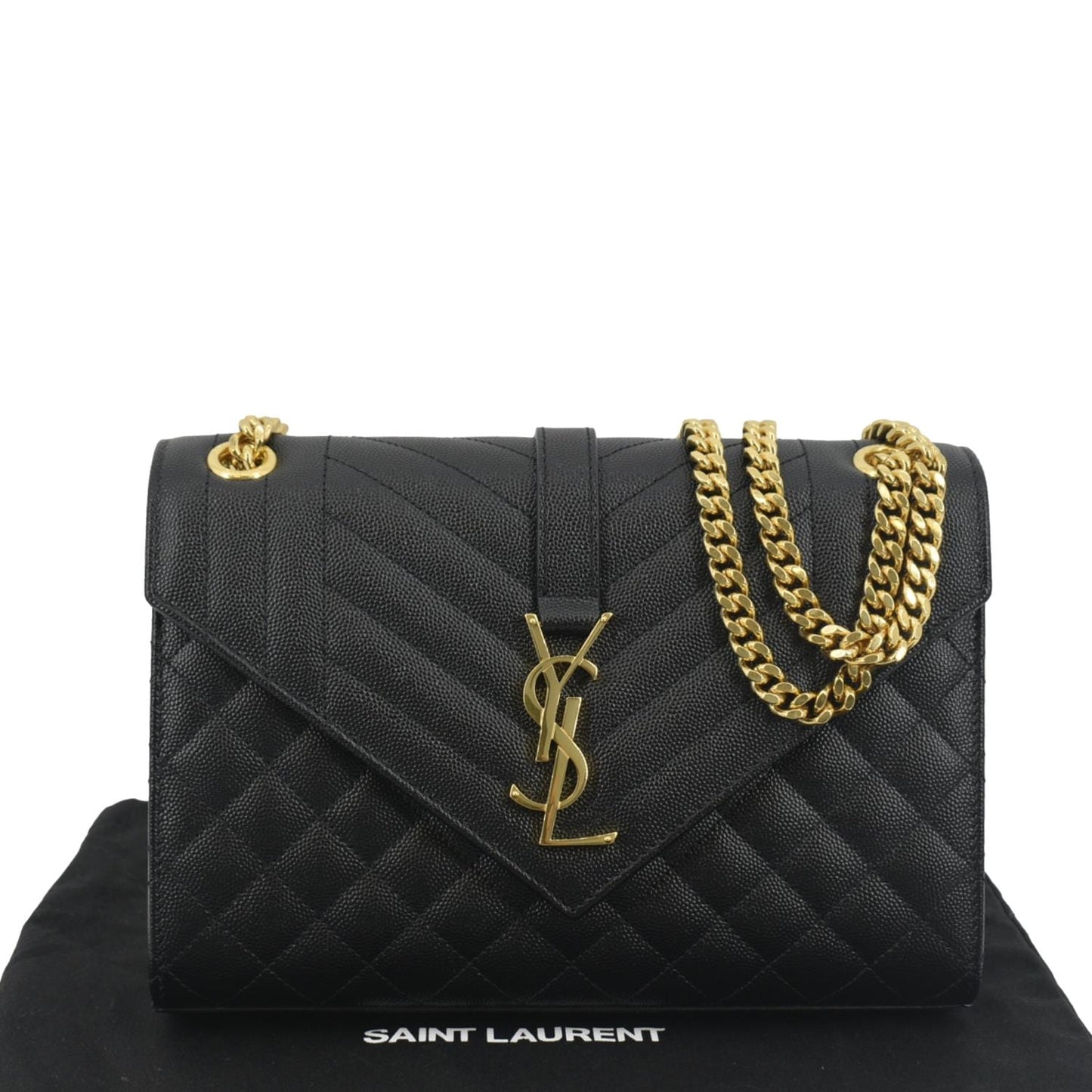 Saint Laurent Envelope Leather Black Shoulder Bag Style 19