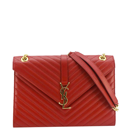 Saint Laurent Envelope Leather Red Shoulder Bag Style 15