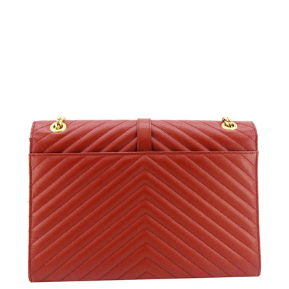 Saint Laurent Envelope Leather Red Shoulder Bag Style 15