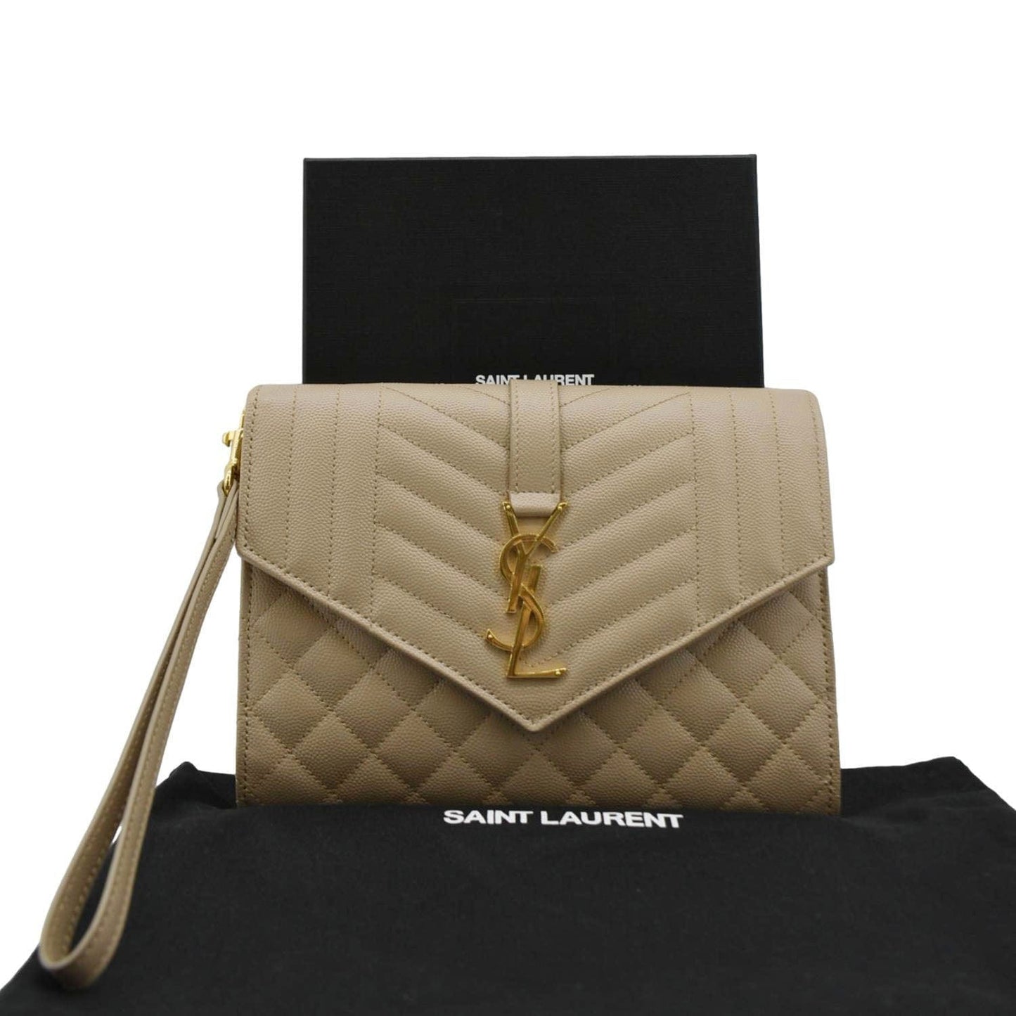 Saint Laurent Envelope Leather Beige Shoulder Bag Style 2