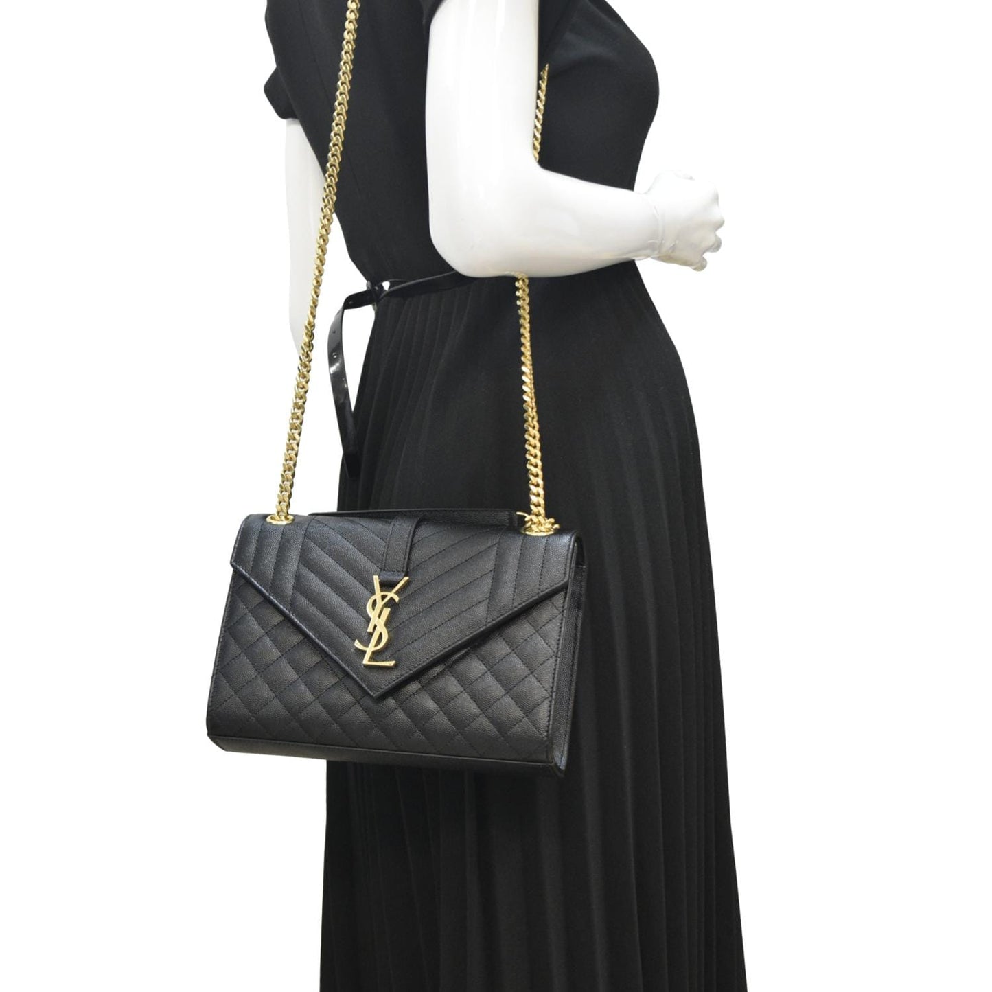 Saint Laurent Envelope Leather Black Shoulder Bag Style 19