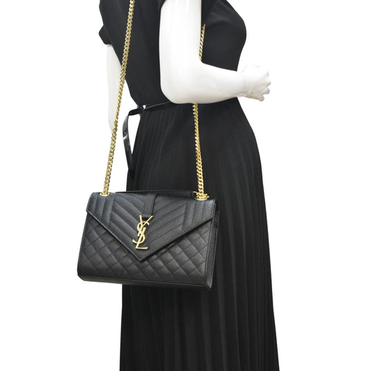 Saint Laurent Envelope Leather Black Shoulder Bag Style 19