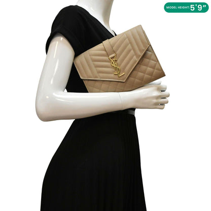 Saint Laurent Envelope Leather Beige Shoulder Bag Style 2