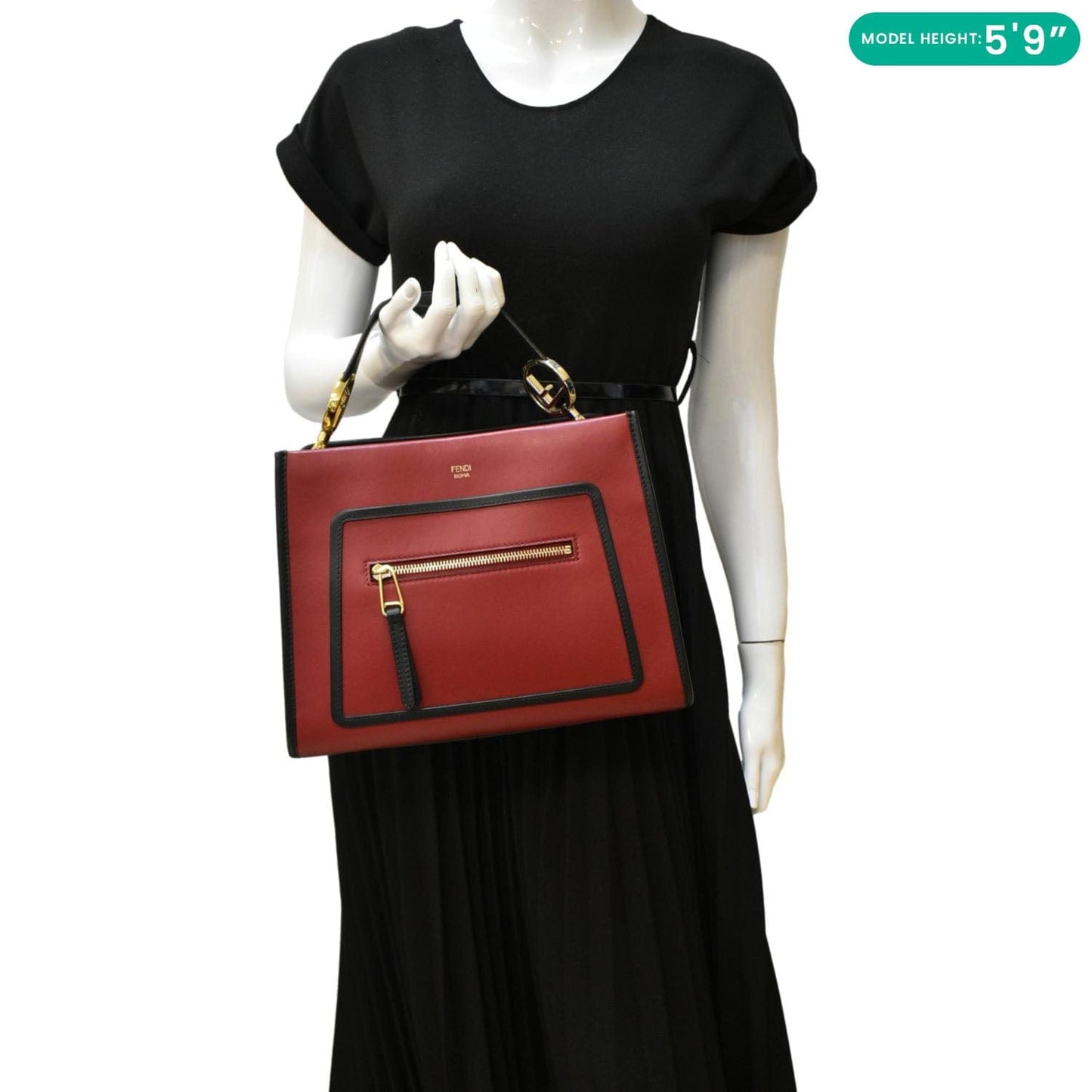 Fendi Runaway Leather Red Tote Bag