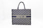 Dior Large Book Tote in Navy Oblique Embroidery Canvas