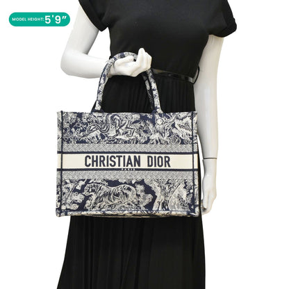 CHRISTIAN DIOR Book Medium Toile De Jouy Reverse Embroidery Tote Blue