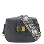 Christian Dior D Fence Calfskin Leather Saddle Bag Black