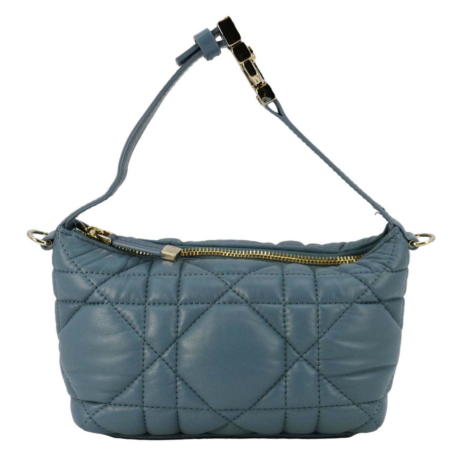Christian Dior Diortravel Calfskin Macrocannage Clutch Bag Blue