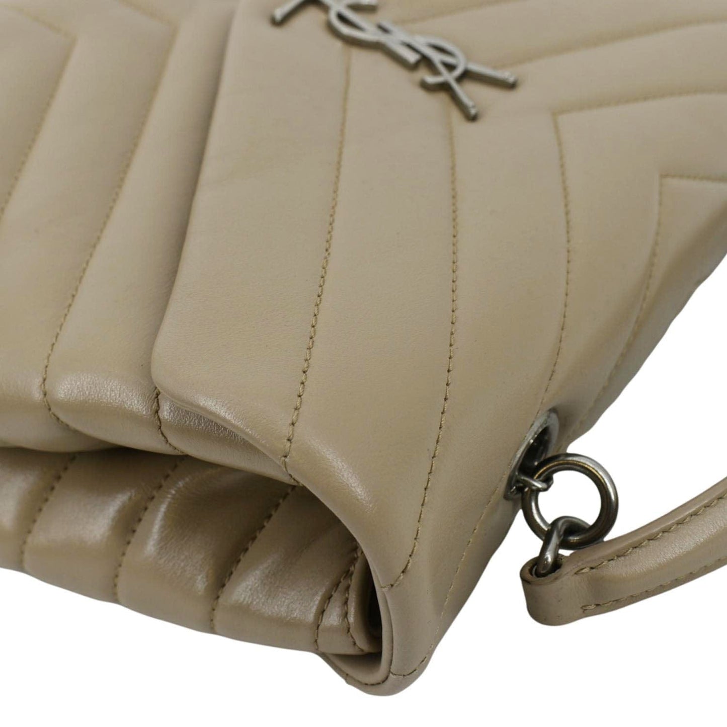 Saint Laurent Loulou Leather Beige Shoulder Bag