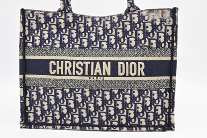 Dior Medium Book Tote in Navy Blue Oblique Canvas
