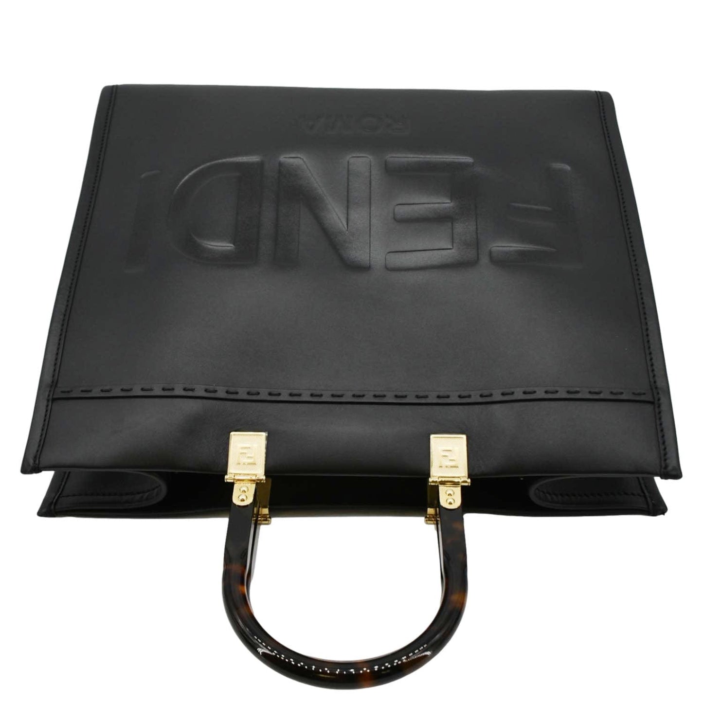 Fendi Sunshine Leather Black Tote Bag