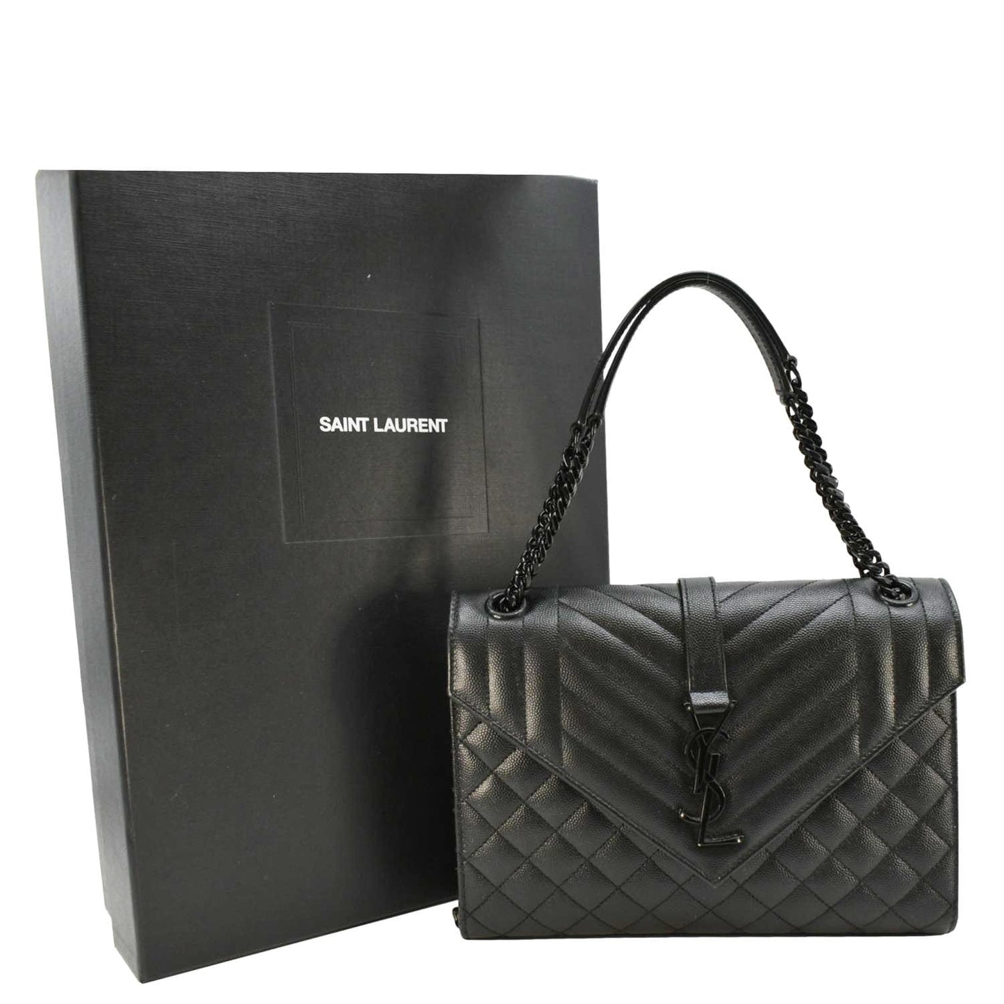 Saint Laurent Envelope Leather Black Shoulder Bag Style 25