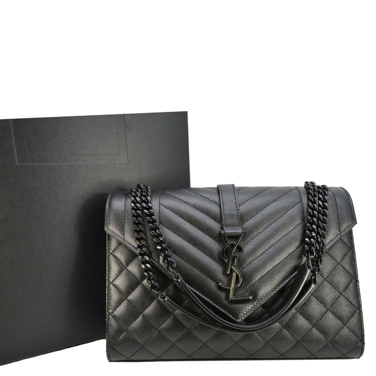 Saint Laurent Envelope Leather Black Shoulder Bag Style 25