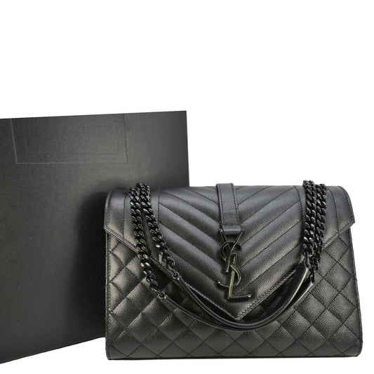 Saint Laurent Envelope Leather Black Shoulder Bag Style 25