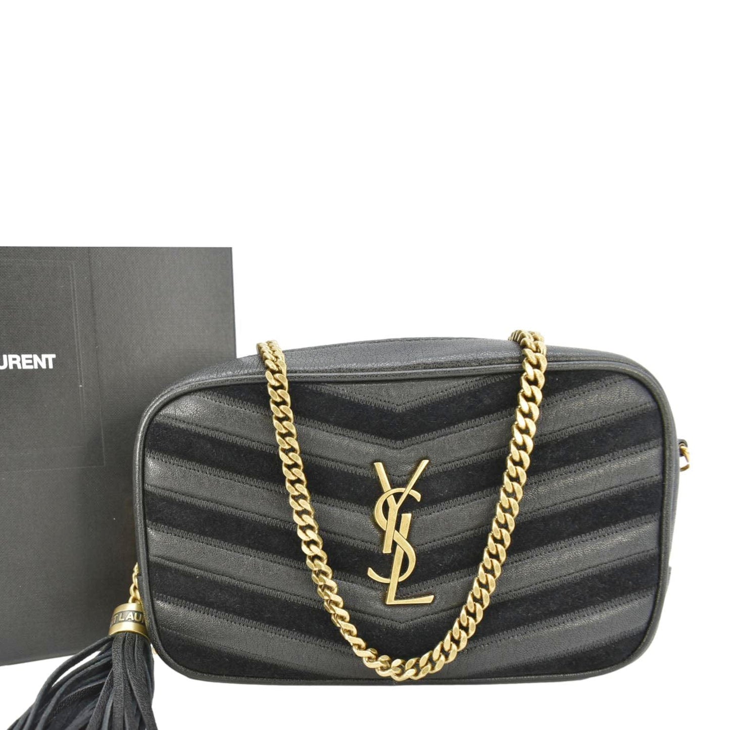 Saint Laurent Lou Leather Black Crossbody Style 36
