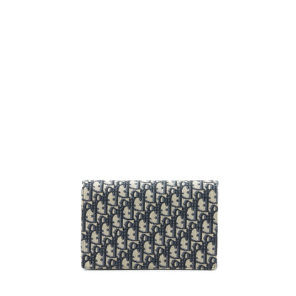 Dior Saddle Pouch With Chain Blue Dior Oblique Jacquard