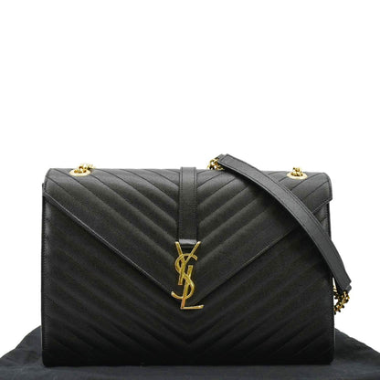 Saint Laurent Envelope Leather Black Shoulder Bag Style 22
