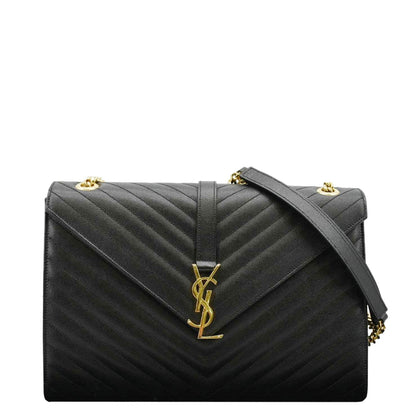 Saint Laurent Envelope Leather Black Shoulder Bag Style 22