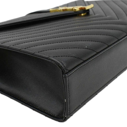 Saint Laurent Envelope Leather Black Shoulder Bag Style 22