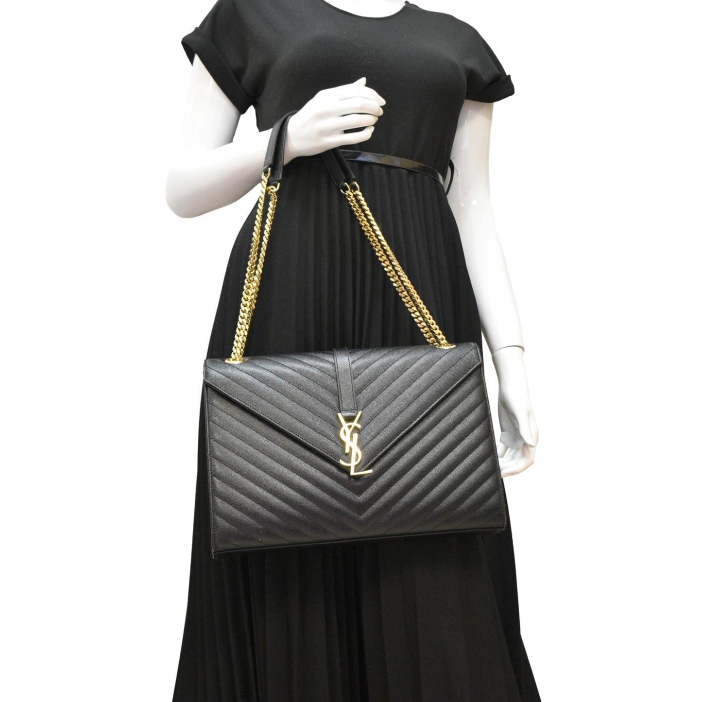 Saint Laurent Envelope Leather Black Shoulder Bag Style 22