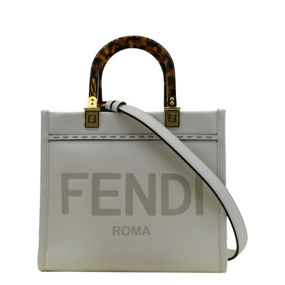 Fendi Sunshine Leather White Tote Bag Leather