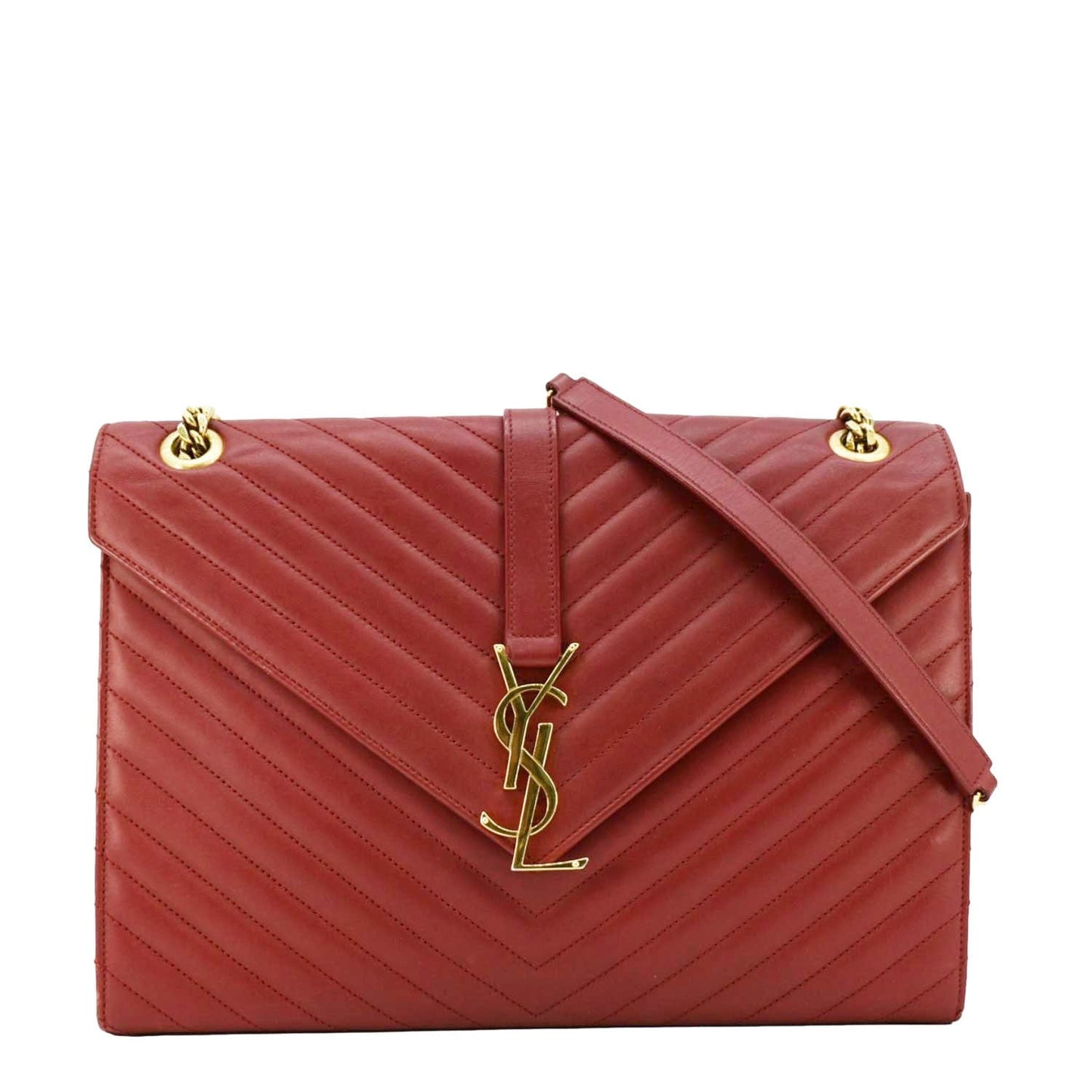 Saint Laurent Envelope Leather Red Shoulder Bag Style 16
