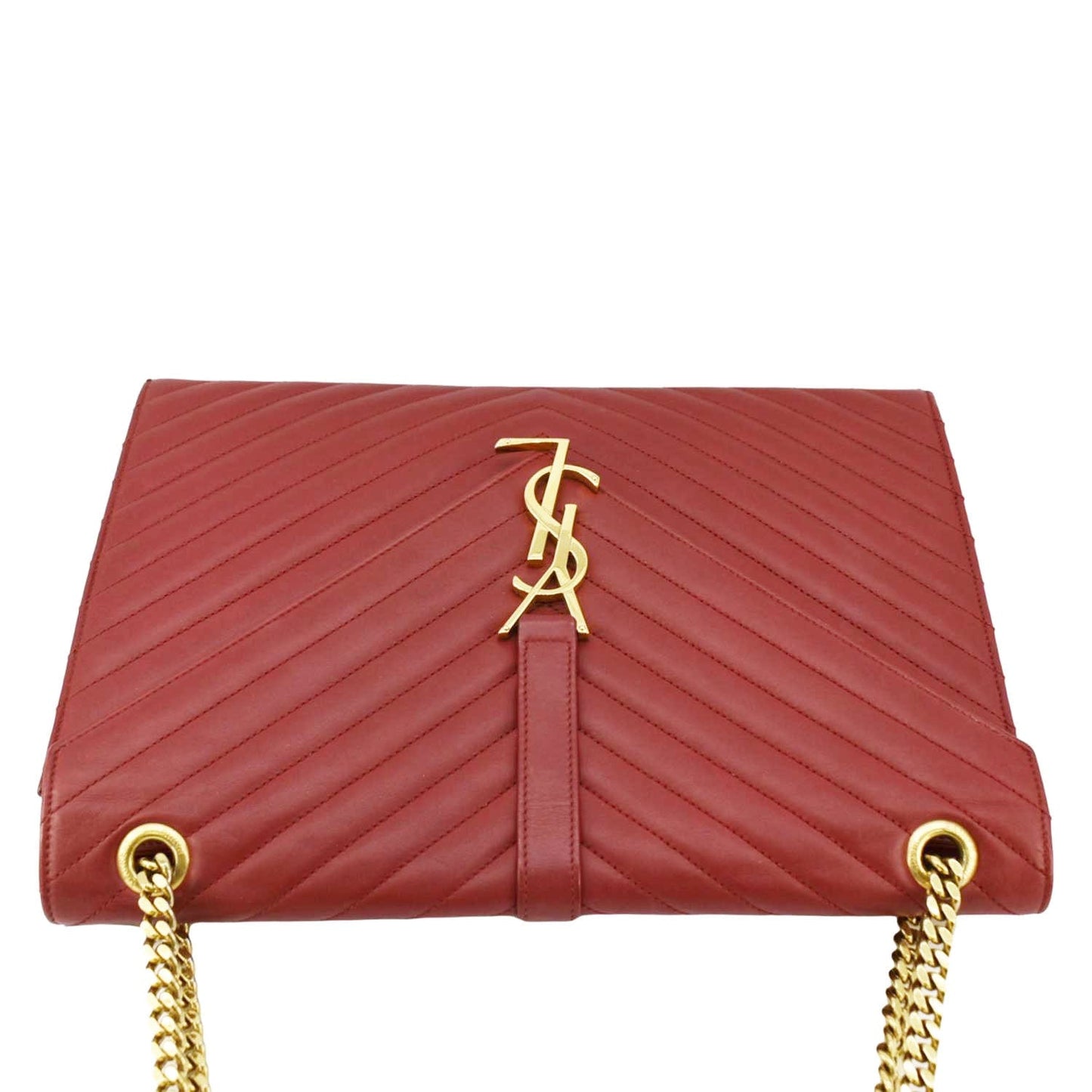 Saint Laurent Envelope Leather Red Shoulder Bag Style 16