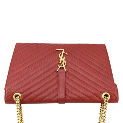 Saint Laurent Envelope Leather Red Shoulder Bag Style 16