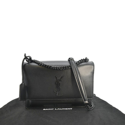 Saint Laurent Sunset Leather Black Shoulder Bag Style 7