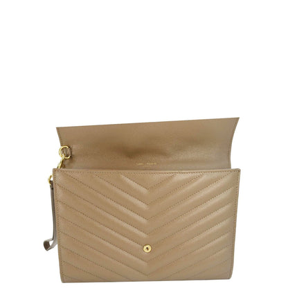 Saint Laurent Cassandre Leather Beige Shoulder Bag Leather