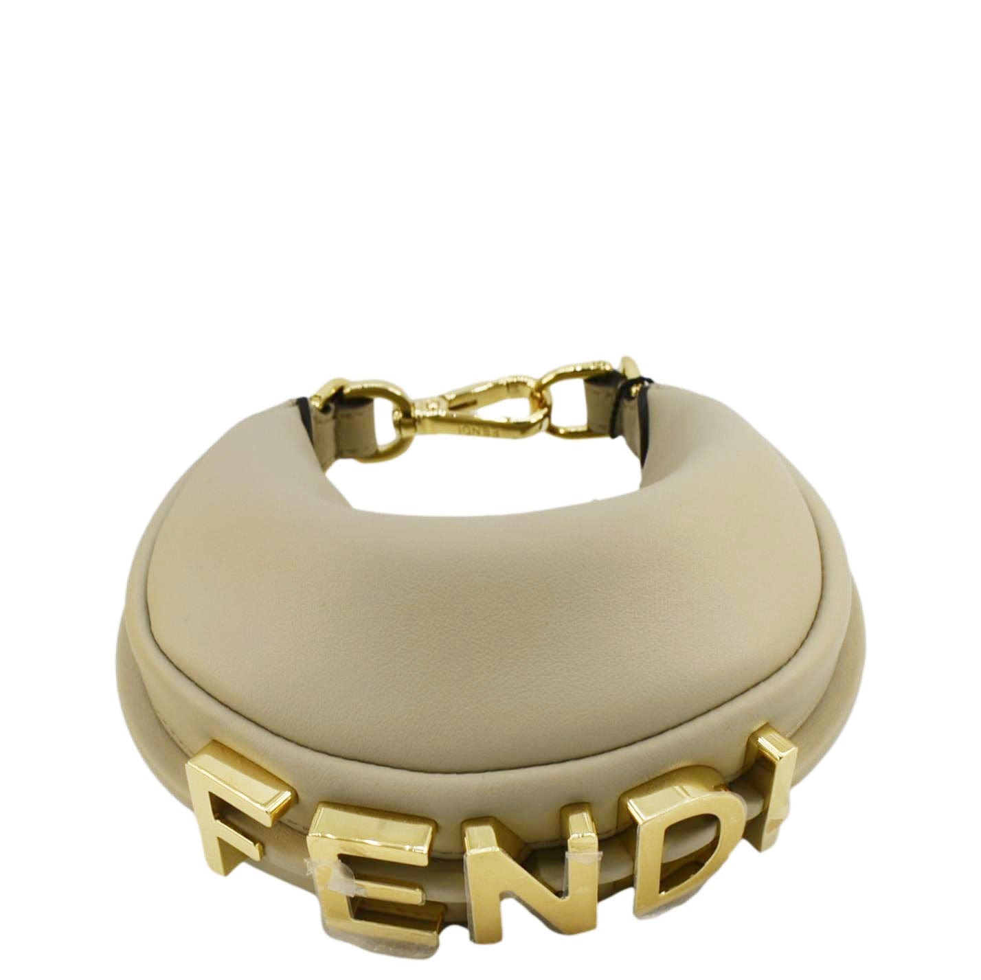 Fendi Fendigraphy Leather Cream Shoulder Bag