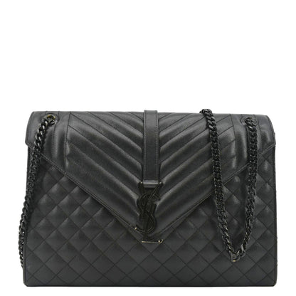 Saint Laurent Envelope Leather Black Shoulder Bag Style 20