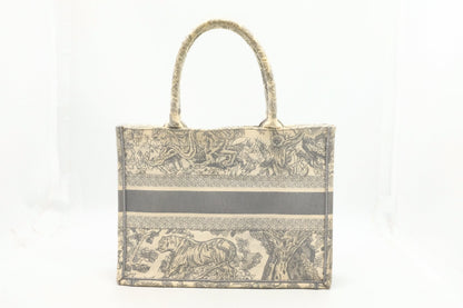 Dior Medium Book Tote in Gray Ecru Toile De Jouy Reverse Embroidery