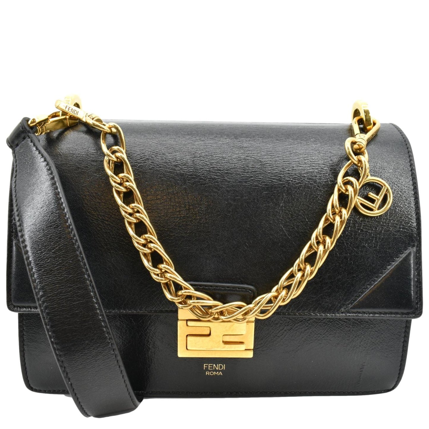 Fendi Kan U Leather Black Shoulder Bag