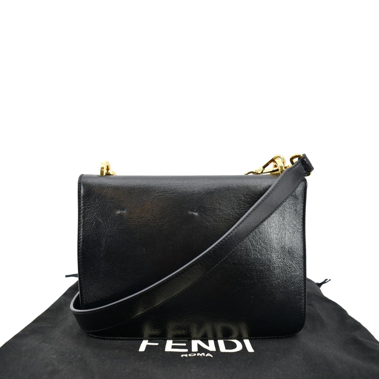 Fendi Kan U Leather Black Shoulder Bag