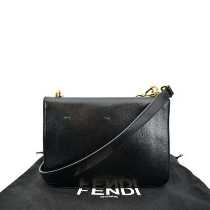 Fendi Kan U Leather Black Shoulder Bag