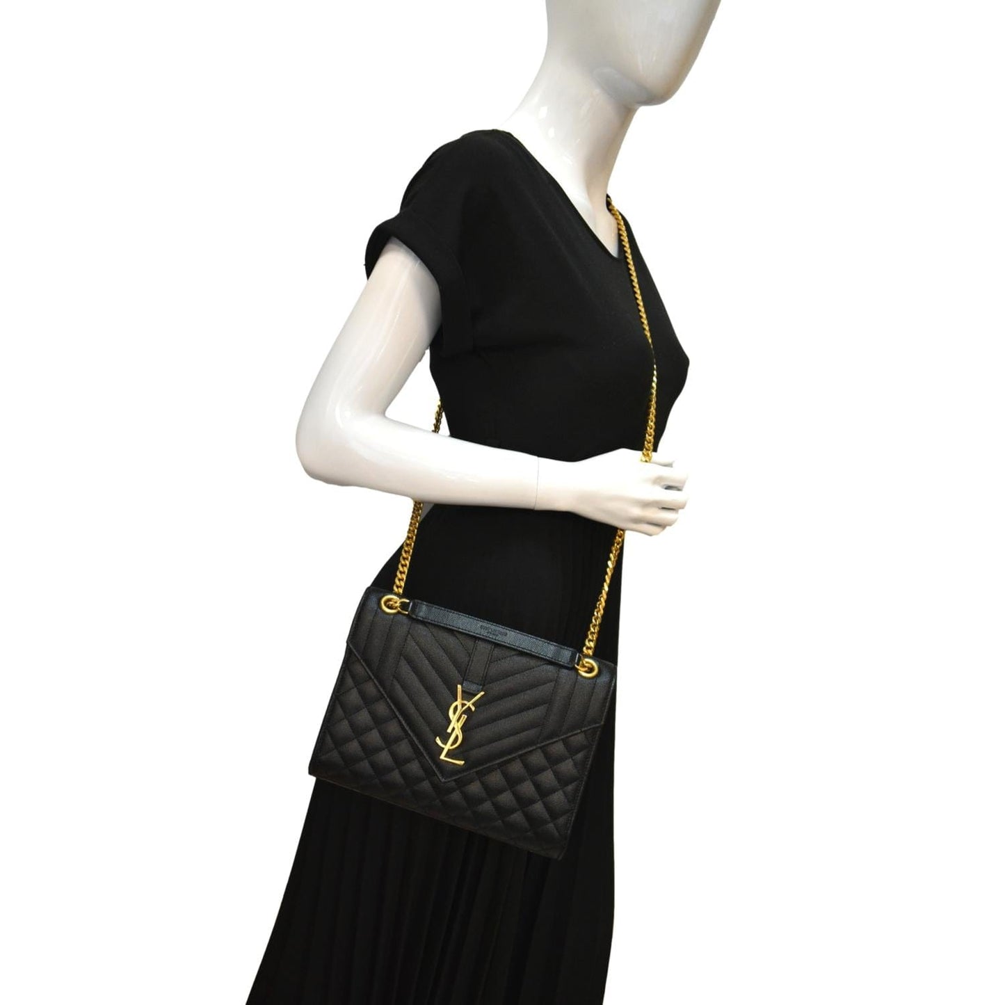 Saint Laurent Envelope Leather Black Shoulder Bag Style 11