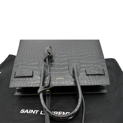 Saint Laurent Sac De Jour Crocodile Black Handbag Crocodile