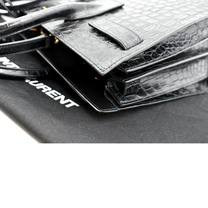 Saint Laurent Sac De Jour Crocodile Black Handbag Crocodile