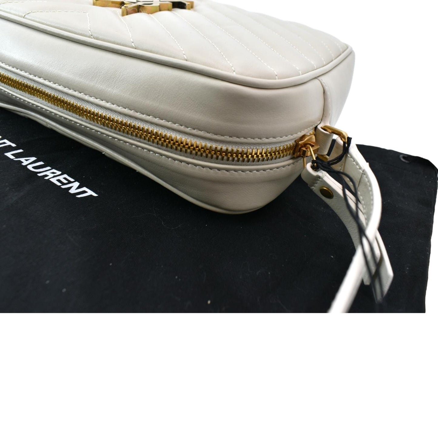 Saint Laurent Lou Leather White Crossbody Leather