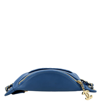 Chanel Bi Classic Quilted Lambskin Leather Waist Bag Blue