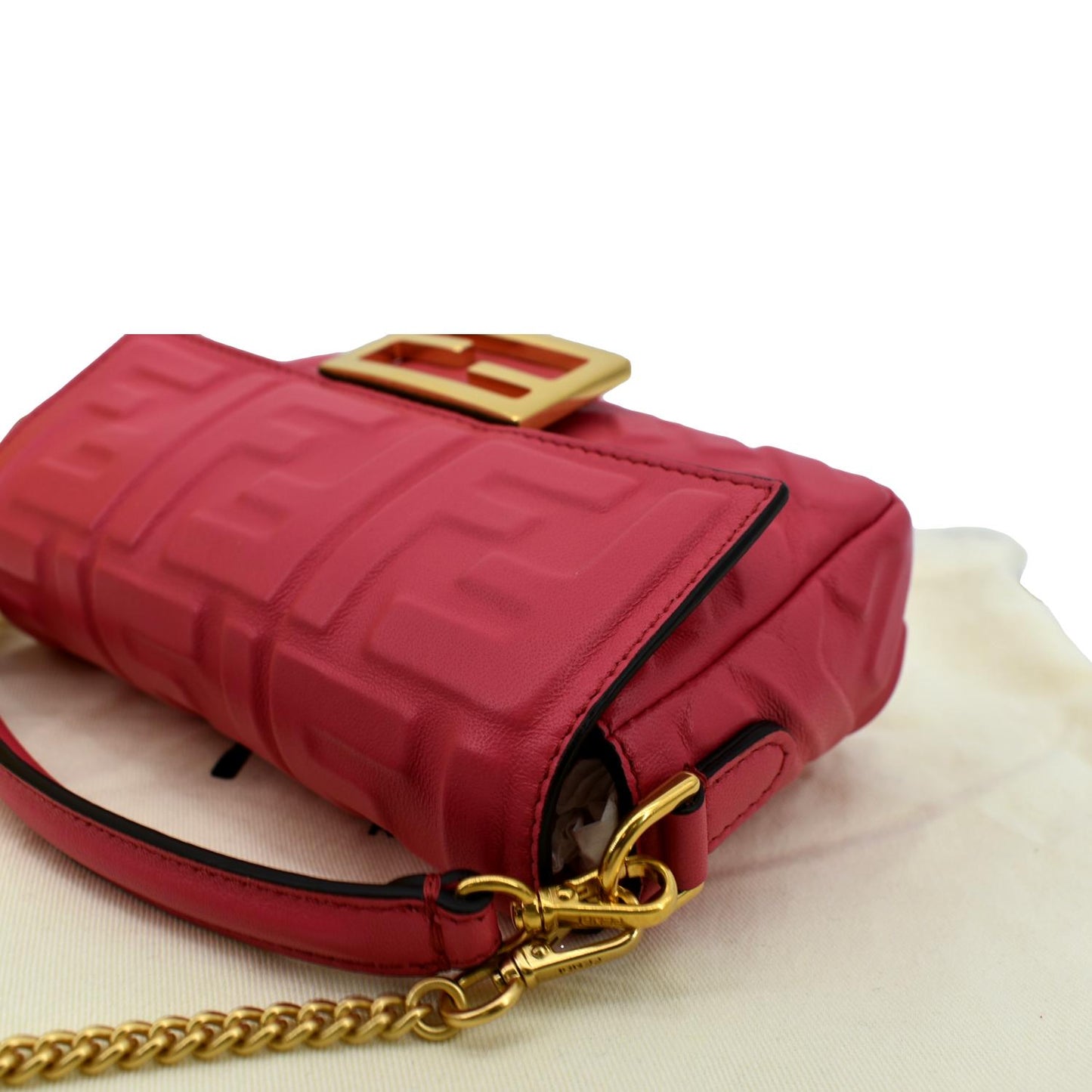 Fendi Baguette Leather Red Crossbody Style 5