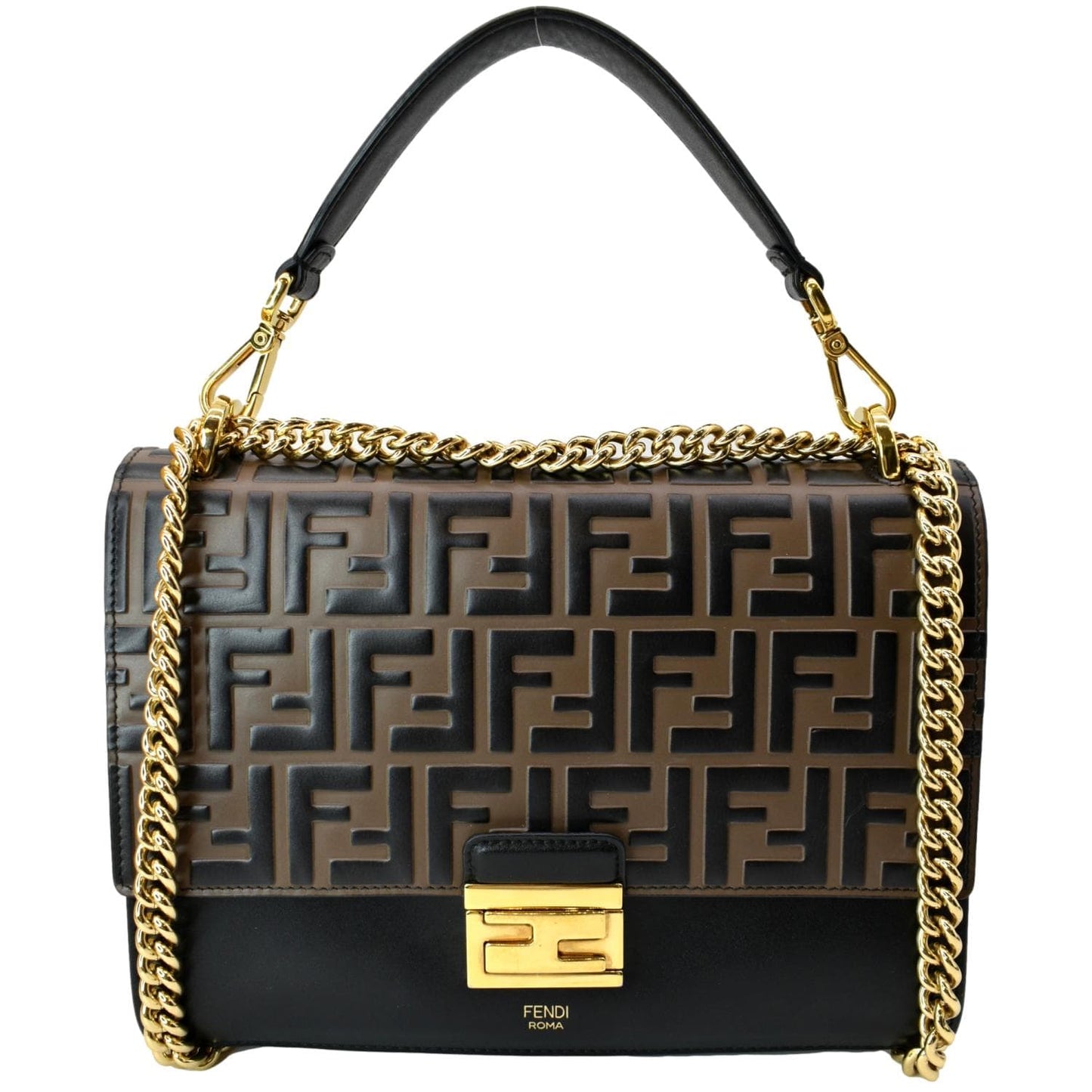 Fendi Kan I Leather Brown Crossbody Leather
