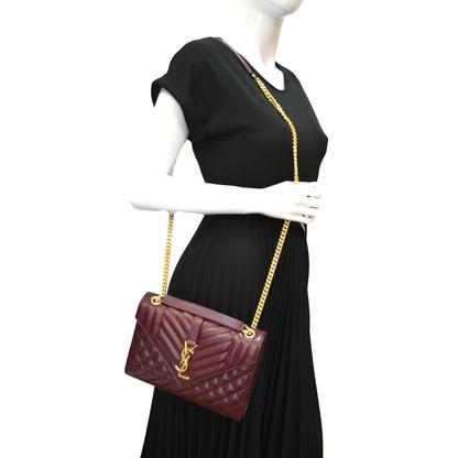 Saint Laurent Envelope Leather Red Shoulder Bag Style 5
