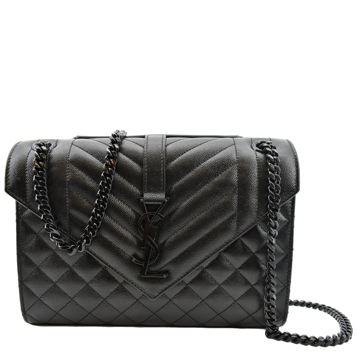 Saint Laurent Envelope Leather Black Shoulder Bag Style 12