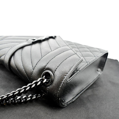 Saint Laurent Envelope Leather Black Shoulder Bag Style 12